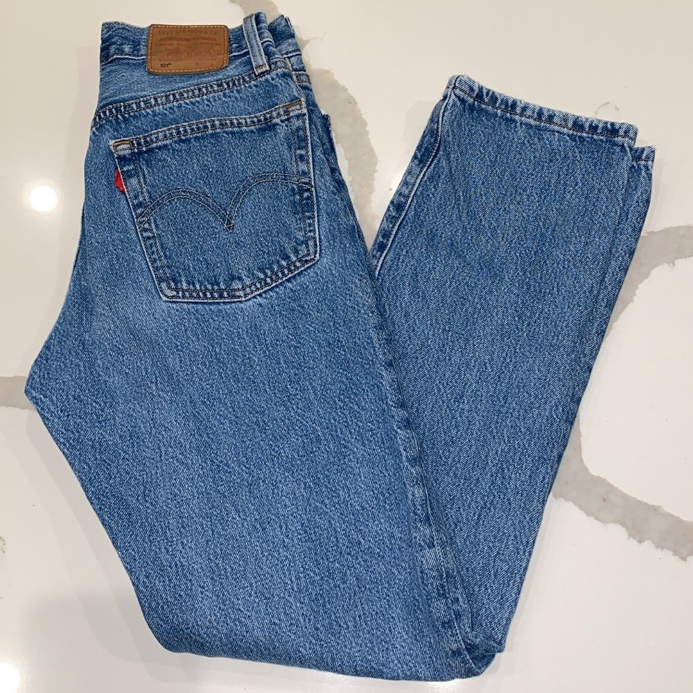 Levis 501s Button Fly Jeans Patchwork Unique One … - image 1